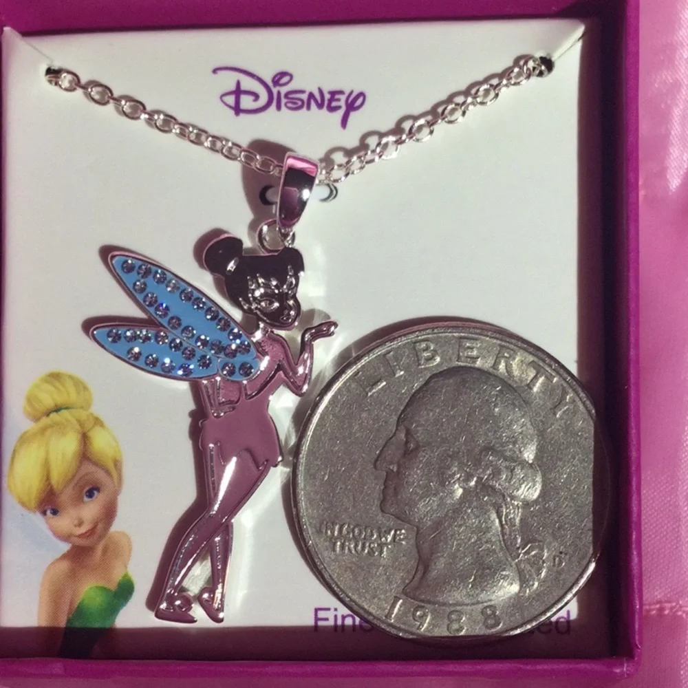 Disney Tinker Bell Silver Plated Fairies Jewerly Collection Pendent and Necklace